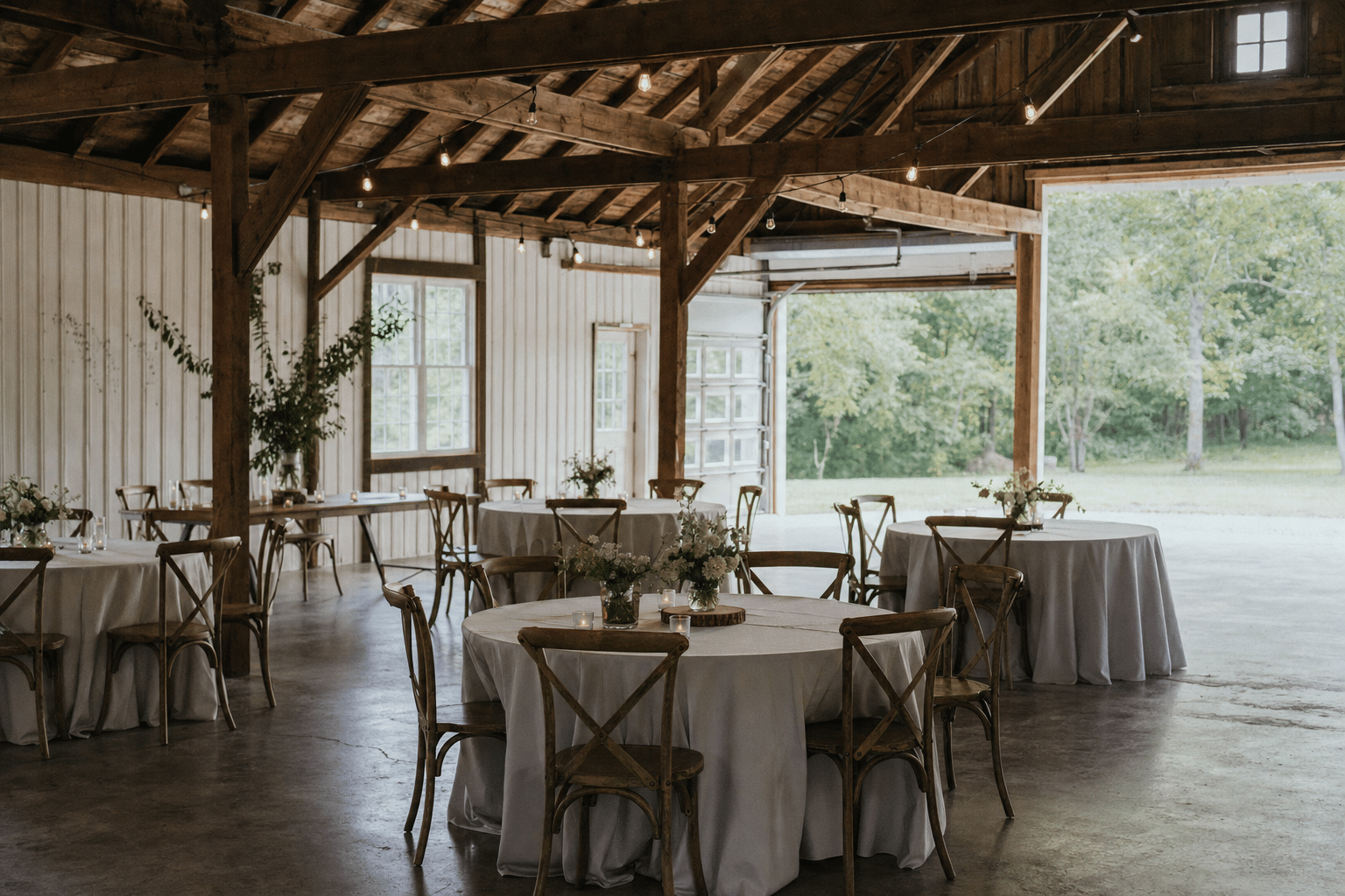 A warm, attainable independent wedding venue set for a celebration, the kind Fully Booked Venue fills calendars for