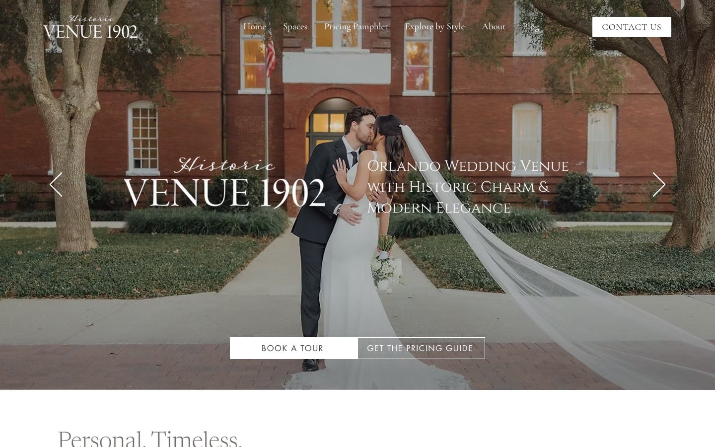 The Venue 1902 wedding venue website built by Fully Booked Venue